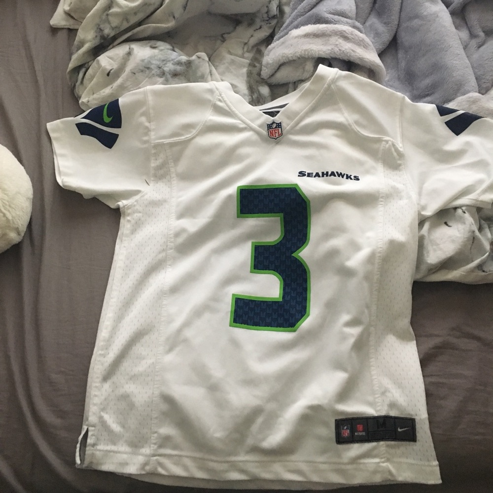 White NFL Seahawks Russel Wilson Youth Jersey